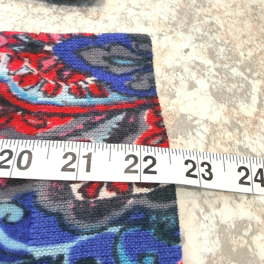 Talbots Cardigan Size M Blue Red Paisley Merino Wool Button Front Sweater - Picture 6 of 9